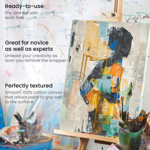 ARS® Blank Canvas 100 x 150 cm White - this premium-quality canvas 100% Cotton Artist Canvas Boards For Painting, Acrylic Pouring, Oil Paint Dry & Wet Art Media - Image 8