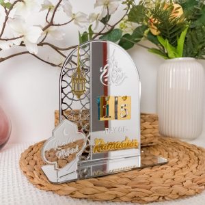 ARS® Ramadan Decorations Acrylic Advent Countdown Calendar, Eid Ramadan Table Decorations for Home and Office Party, 30-Day DIY Gifts (Silver) - Image 6