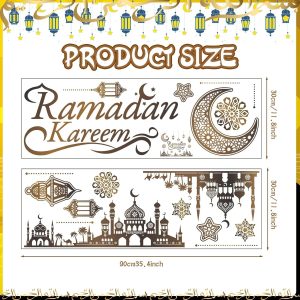 ARS® Ramadan Decorations Eid Mubarak Kareem Stickers, Islamic Wall Decor Happy Ramadan Mubarak Arabic Party Decor, Window Living Room Bedroom Mirror Wall Party Decorations Supplies - Image 3