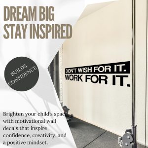 ARS® Don't Wish for it Work for it | Motivational Large Gym Wall Decal Quote for Home Gym Yoga Exercise Fitness Workout Fitness Motivational Wall Art Decor Vinyl Removable Sticker 37x10 In - Image 4