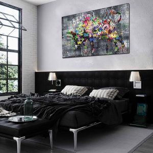 ARS® Highland Cow Wall-Art For Living Room Large Size - Banksy Canvas Wall Art For Bedroom - Graffiti Farmhouse Wall Decor Ready To Hang Size 59" x 29" - Image 4