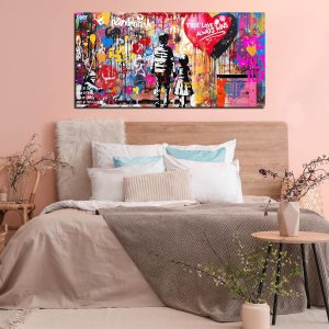 ARS® Pink Canvas Wall-Art - Graffiti Wall Decor Aesthetic - Balloon Poster Large Wall Art for Living Room Ready to Hang Size 30" x 60" - Image 3