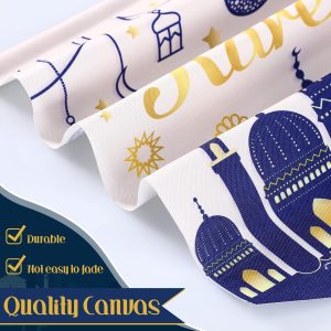 ARS® Ramadan Kareem Decorations Hanging Canvas Sign Banner Double Sided Islamic Outdoor Ramadan Mubarak Garden Flag Welcome Sign Canvas Door Ornament for Indoor and Outdoor - Image 4