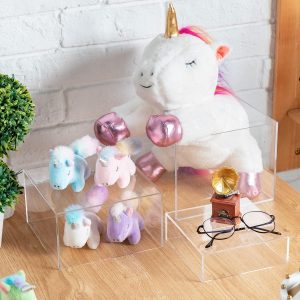 ARS® 6 Pcs Buffet Risers, Food Risers for Buffet Table, Display Stand for Catering Dessert Collectibles Jewelry Figures Show, 5 Sided Acrylic Cube Display Organizer Nesting Risers(Clear) - Image 5