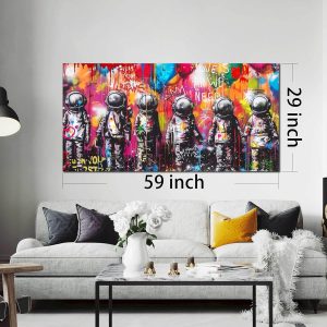 ARS® Astronaut Wall-Art - Big Graffiti Art Wall Decor - Space Posters Wall Decor for Bedroom Teen Girl Ready to Hang Size 29 x 59 Inch - Image 3