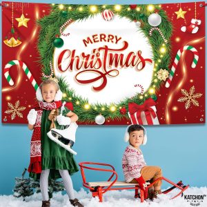 ARS® Merry Christmas Banner Red Backdrop for Christmas Party Decorations | Lighted Letters Banner | Decorations for Party - Image 3