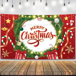 ARS® Merry Christmas Banner Red Backdrop for Christmas Party Decorations | Lighted Letters Banner | Decorations for Party - Image 8