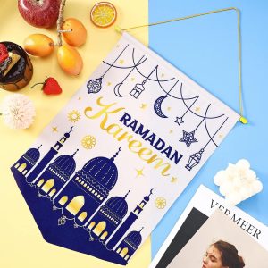 ARS® Ramadan Kareem Decorations Hanging Canvas Sign Banner Double Sided Islamic Outdoor Ramadan Mubarak Garden Flag Welcome Sign Canvas Door Ornament for Indoor and Outdoor - Image 6