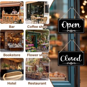 ARS® Open Signs for Business Double Sided Open Closed Business Hours Sign Hanging Business Open Sign with Rope Hours of Operation Sign for Business Walls Window Shop Bar Hotel 12x8 inch - Image 8